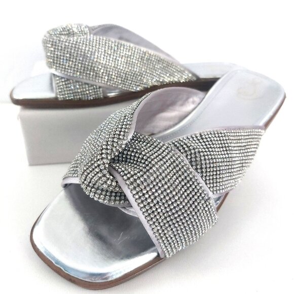 Sam Edelman Shoes - SAM EDELMAN Shiny Silver Sandals Women Sz 9.5 Issie Open Toe Evening Formal EUC